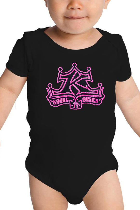 Baby Onesie Pink and Black Classic Logo